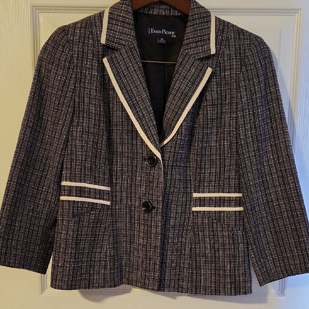 Evan Picone Black and White Tailored Blazer